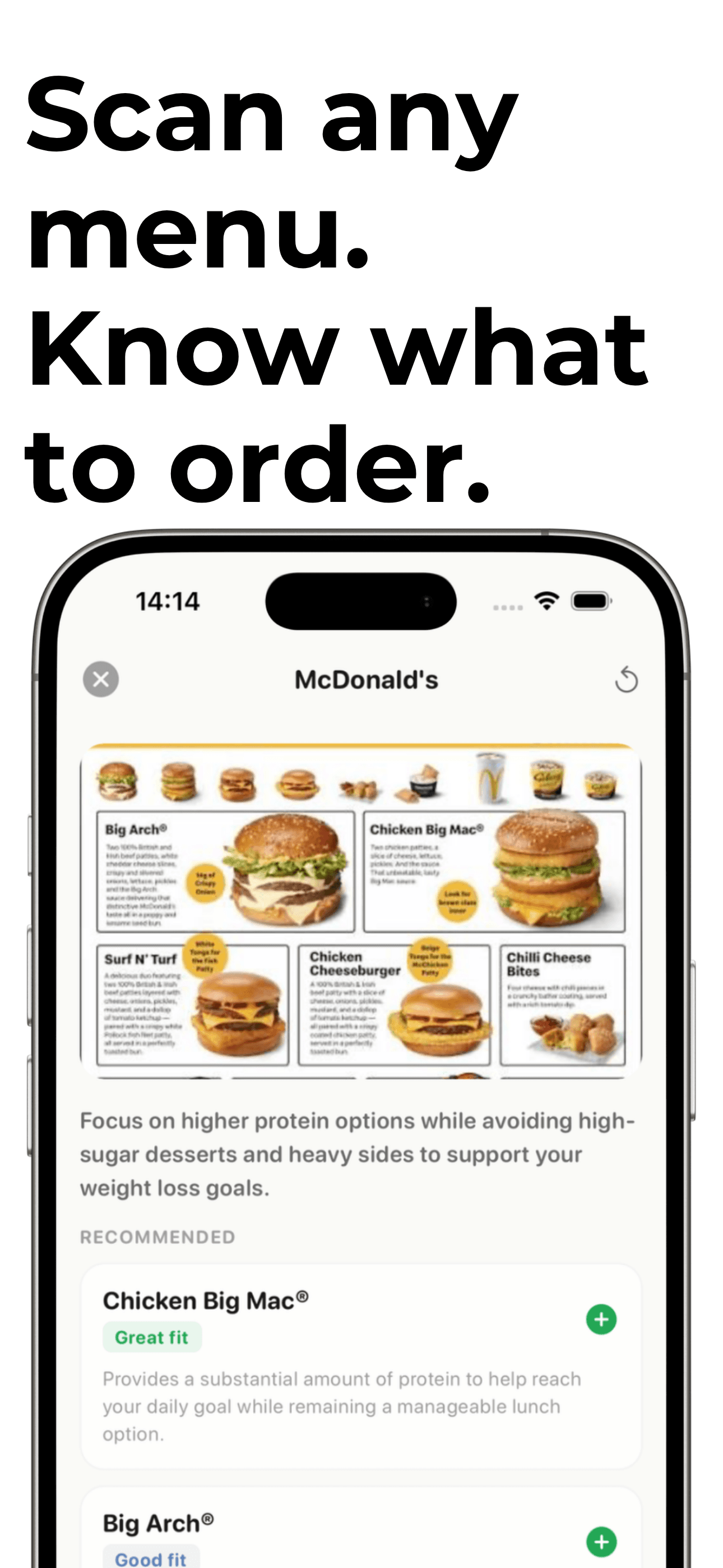 Menu scanner ranking dishes